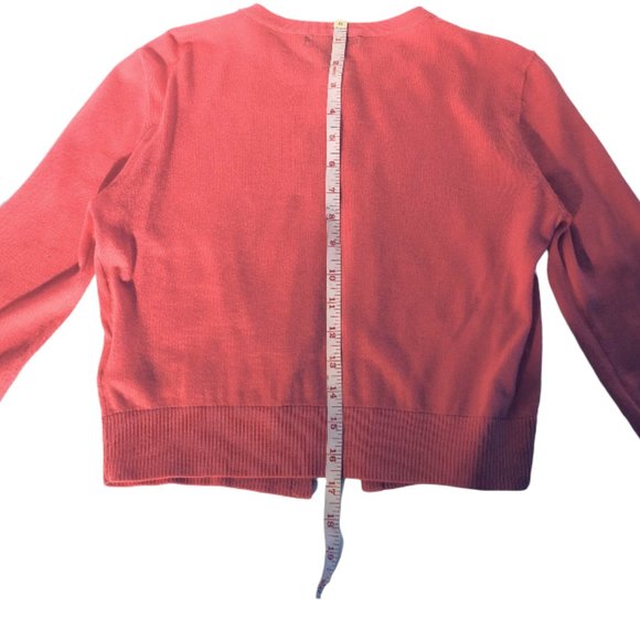 Chaps Coral Cropped Long Sleeve Cardigan-XS - Picture 6 of 6